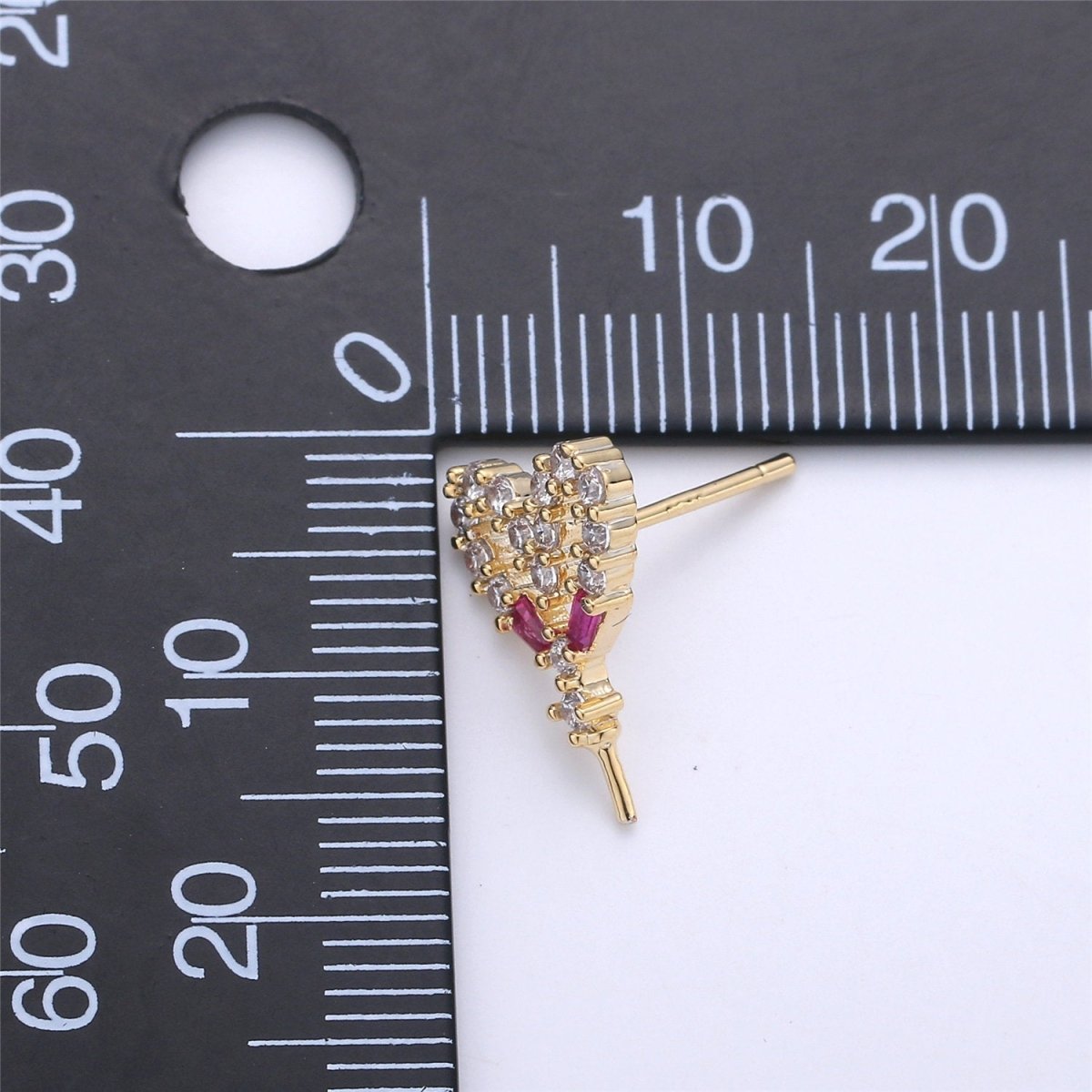 One Pair-14k Gold Filled Heart Post Earring Findings, DIY Earring Mount,Half Drilled Pearls Heart Stud Earring Settings Component K-415 - DLUXCA