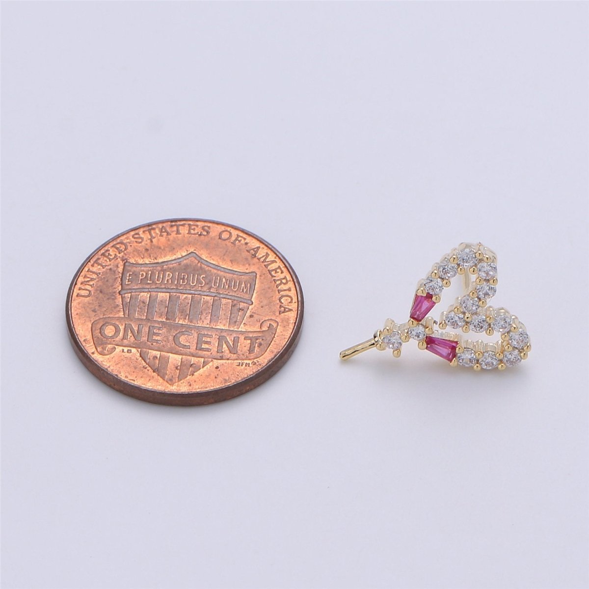 One Pair-14k Gold Filled Heart Post Earring Findings, DIY Earring Mount,Half Drilled Pearls Heart Stud Earring Settings Component K-415 - DLUXCA