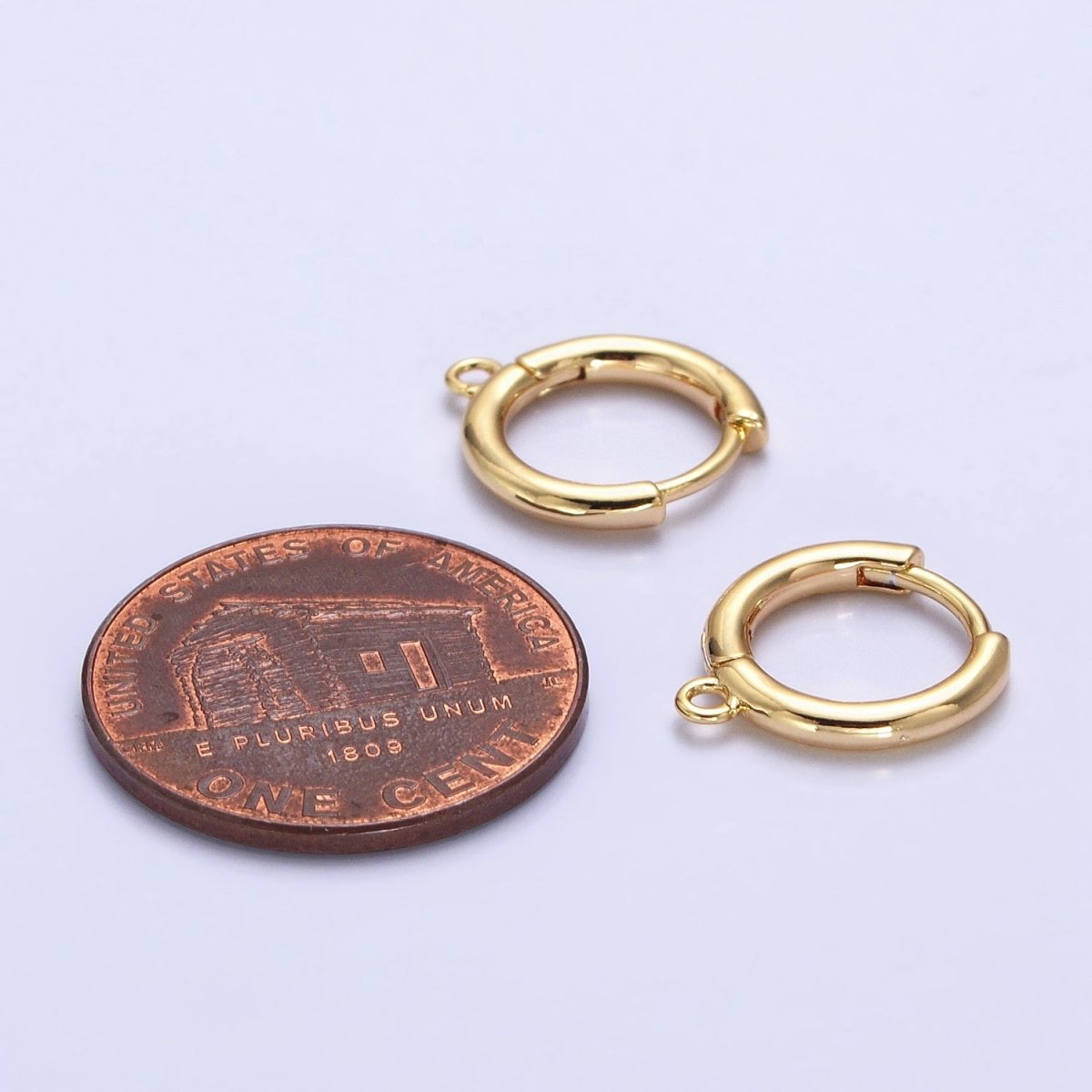 One Touch Hoop Snap Close Earrings making w/ open link 15.6 mm, Nickel free Lead Free for Earring Charm Making Z-161 Z-162 - DLUXCA