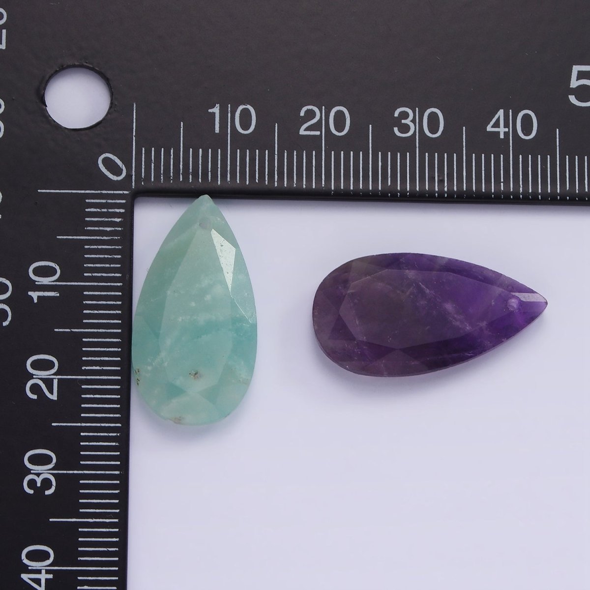 Onyx, Amethyst, Lapis Lazuli, Amazonite, Labradorite Multifaceted Teardrop Gemstone Charm | AG693 - AG695 - DLUXCA