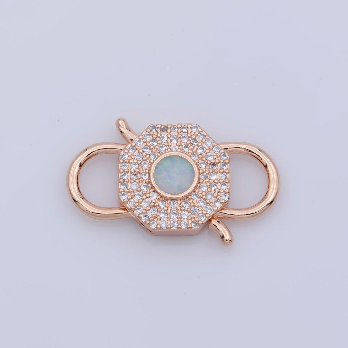 Opal Clasp Buckle Silver, Rose Gold, Black Interlock Micro pave Clasp Cubic Interlocking Clasp Fastener for Bracelet Necklace Jewelry Supply F-327 - DLUXCA