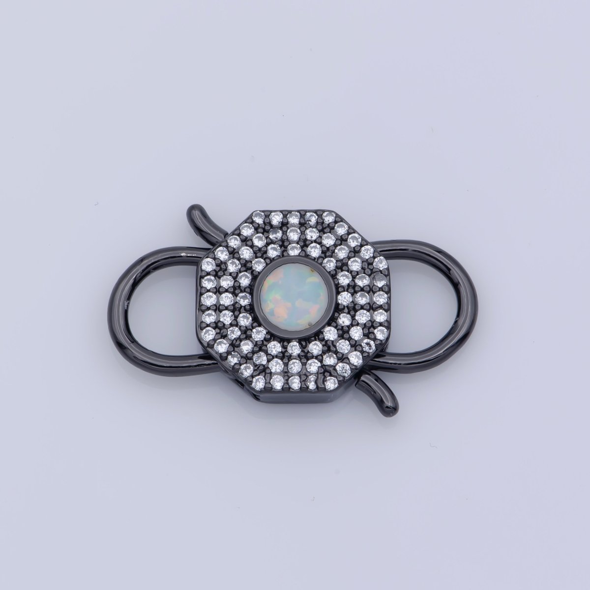 Opal Clasp Buckle Silver, Rose Gold, Black Interlock Micro pave Clasp Cubic Interlocking Clasp Fastener for Bracelet Necklace Jewelry Supply F-327 - DLUXCA