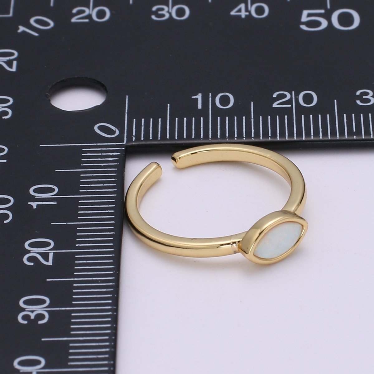 Opal Eye gold ring, Open adjustable Evil eye ring, Dainty gold ring, Delicate ring, Thin gold ring, Simple ring, Minimalist jewelry O-284 - DLUXCA