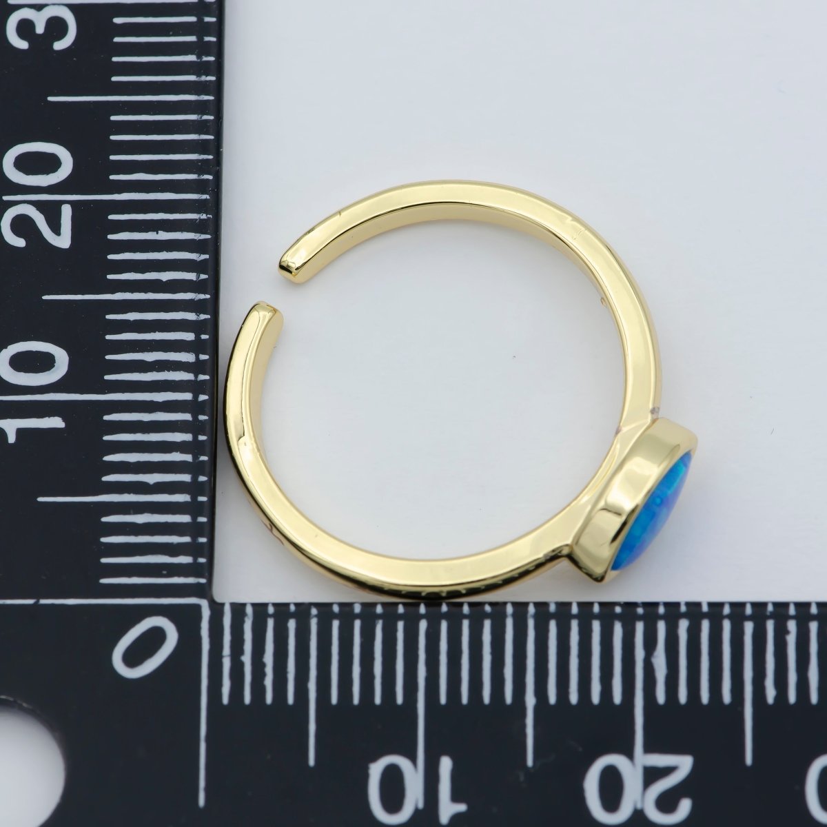 Opal Eye gold ring, Open adjustable Evil eye ring, Dainty gold ring, Delicate ring, Thin gold ring, Simple ring, Minimalist jewelry O-880 - DLUXCA