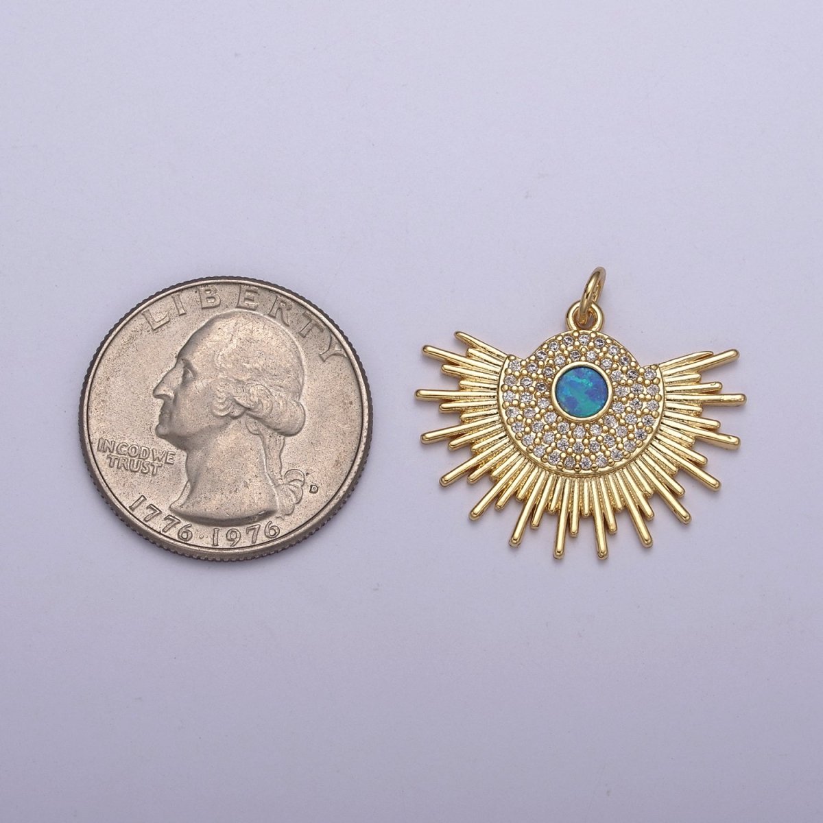 Opal Gold Sun charm, Sunbeam charm Sunshine, Sunburst, Sun Pendant, Bohemian Jewelry Inspired N-252 N-253 - DLUXCA