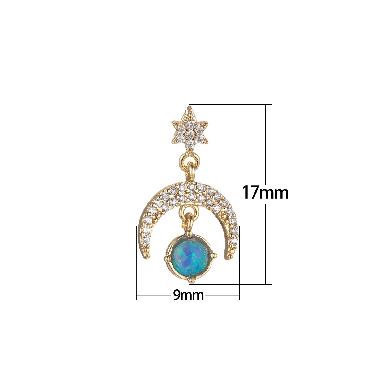 Opal Moon Star Charms Dainty Celestial Charm Pendant for DIY Jewelry Making Accessories Micro Pave Crescent Moon Charm M-436 M-435 - DLUXCA