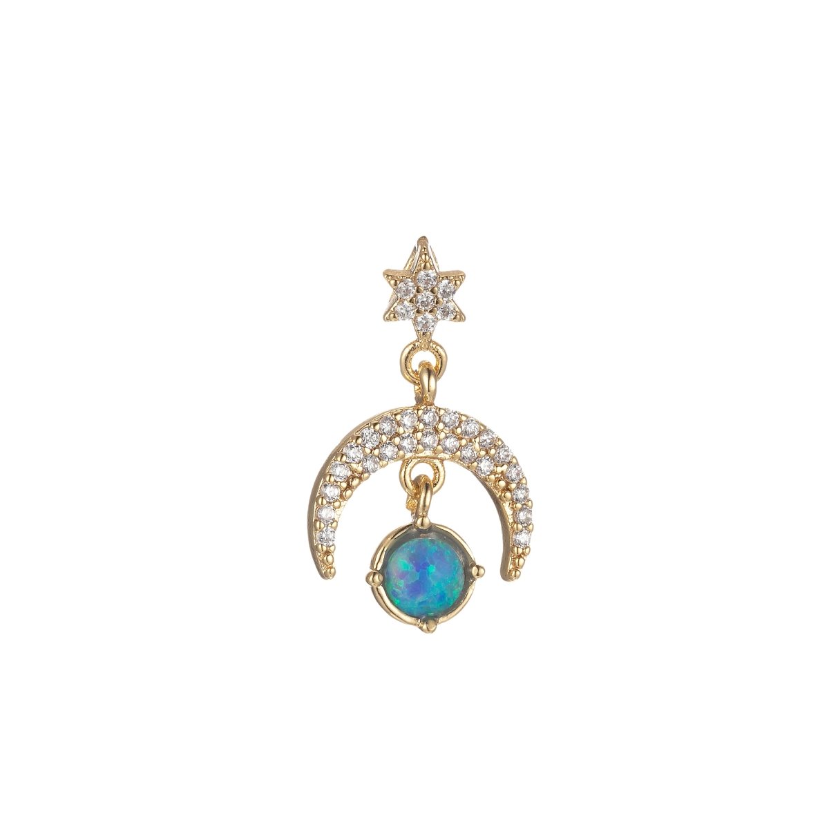 Opal Moon Star Charms Dainty Celestial Charm Pendant for DIY Jewelry Making Accessories Micro Pave Crescent Moon Charm M-436 M-435 - DLUXCA