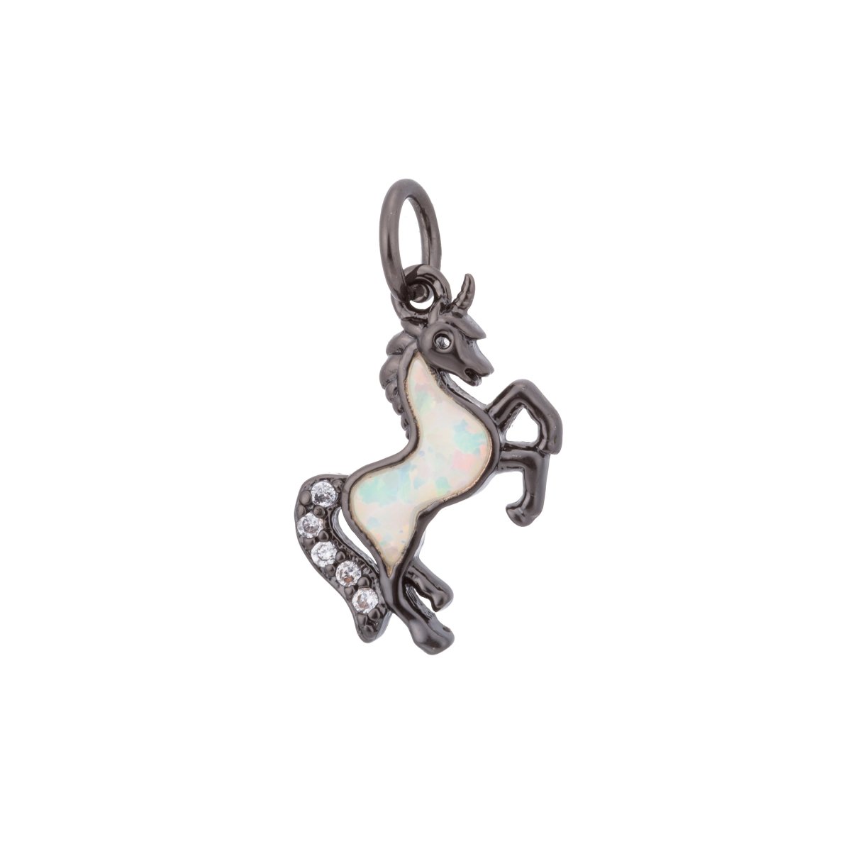 Opal Rose Gold Glitter Unicorn Cubic Zirconia Charm Pendant C-036 C-038 - DLUXCA