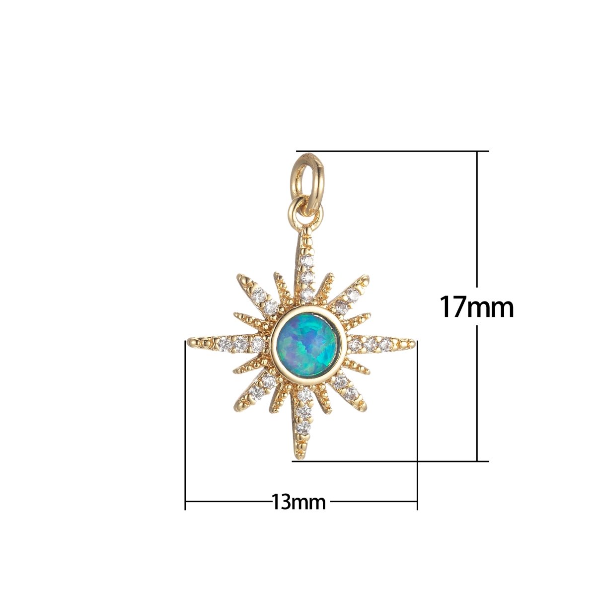 Opal Star Pendant, Gold Filled Star Burst charms Dainty Celestial jewelry making, charm for necklace Bracelet Earring Component M-432 M-433 M-434 - DLUXCA