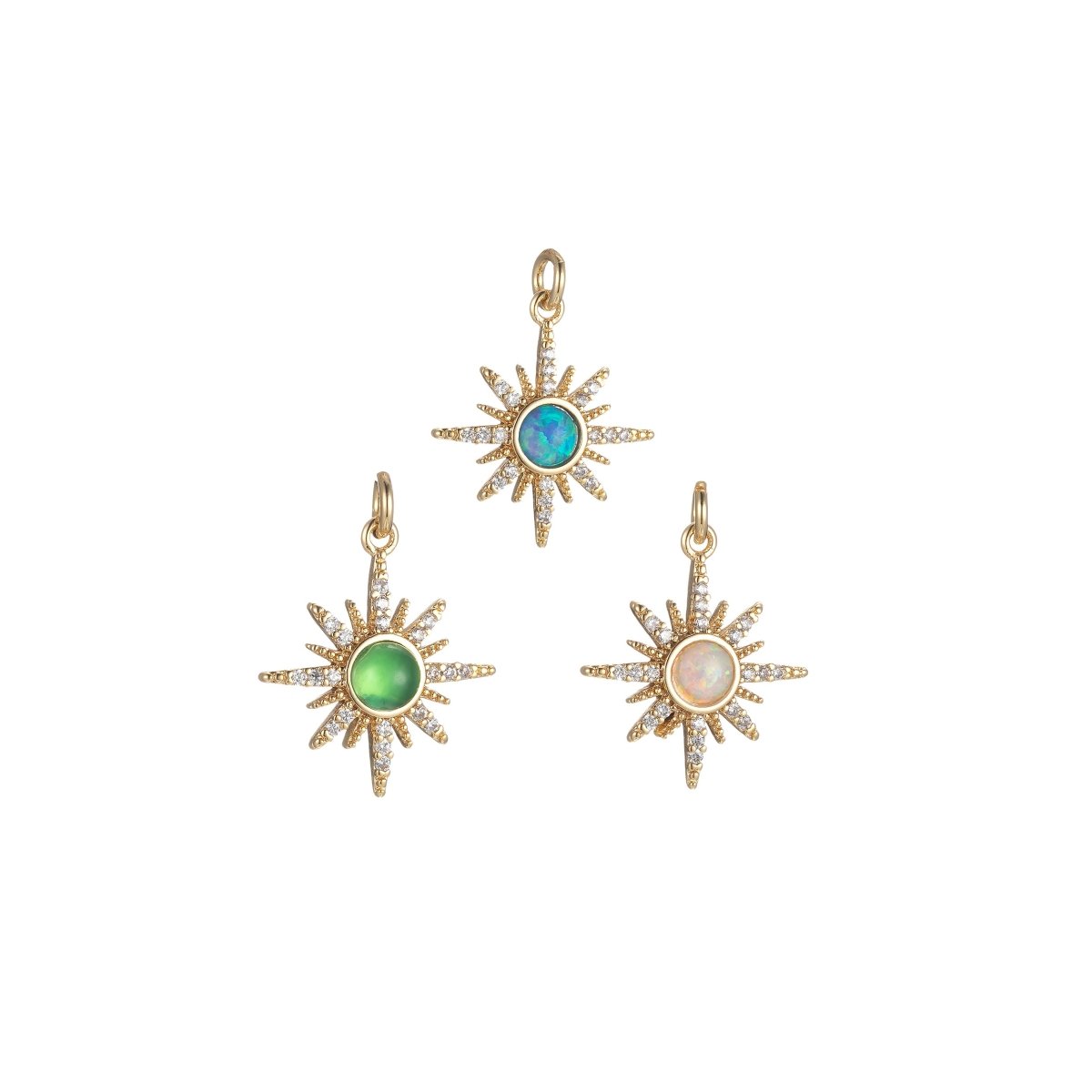 Opal Star Pendant, Gold Filled Star Burst charms Dainty Celestial jewelry making, charm for necklace Bracelet Earring Component M-432 M-433 M-434 - DLUXCA