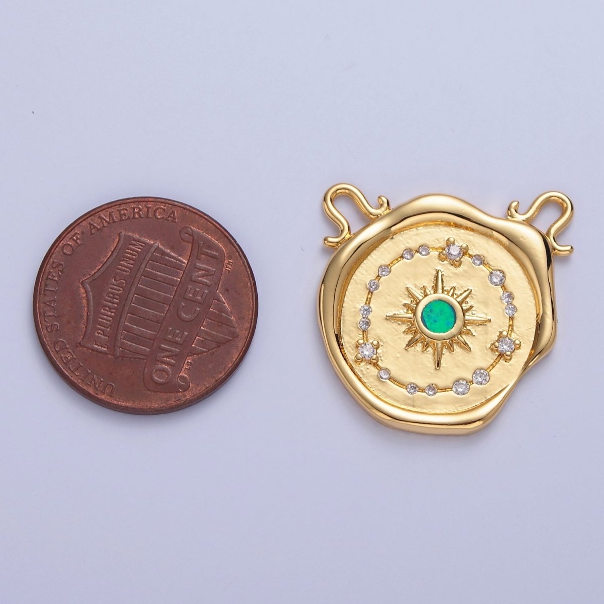 Opal Sun Burst Charm Connector For Necklace Dangle Charm with Two Hole Charm F-645~F650 - DLUXCA