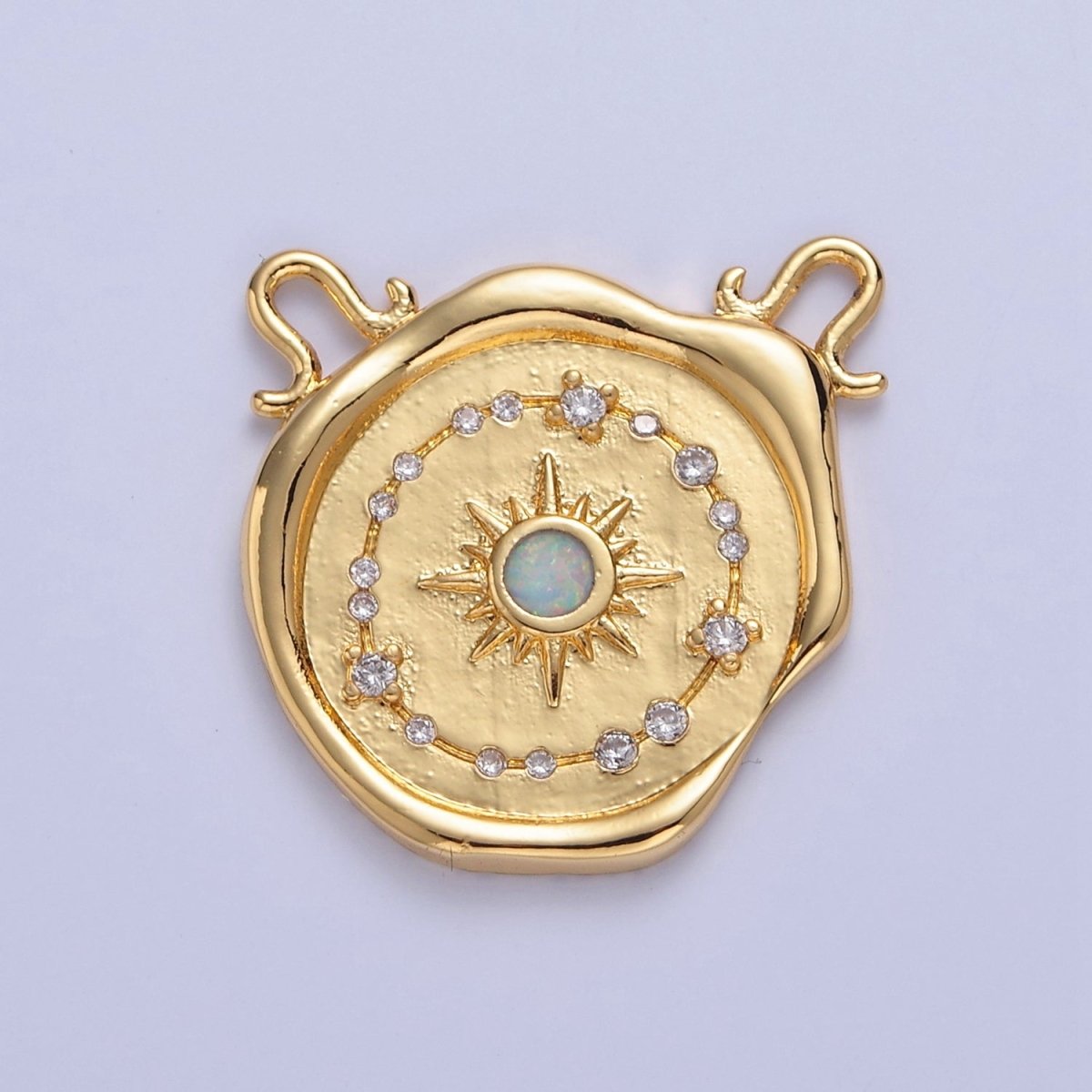 Opal Sun Burst Charm Connector For Necklace Dangle Charm with Two Hole Charm F-645~F650 - DLUXCA