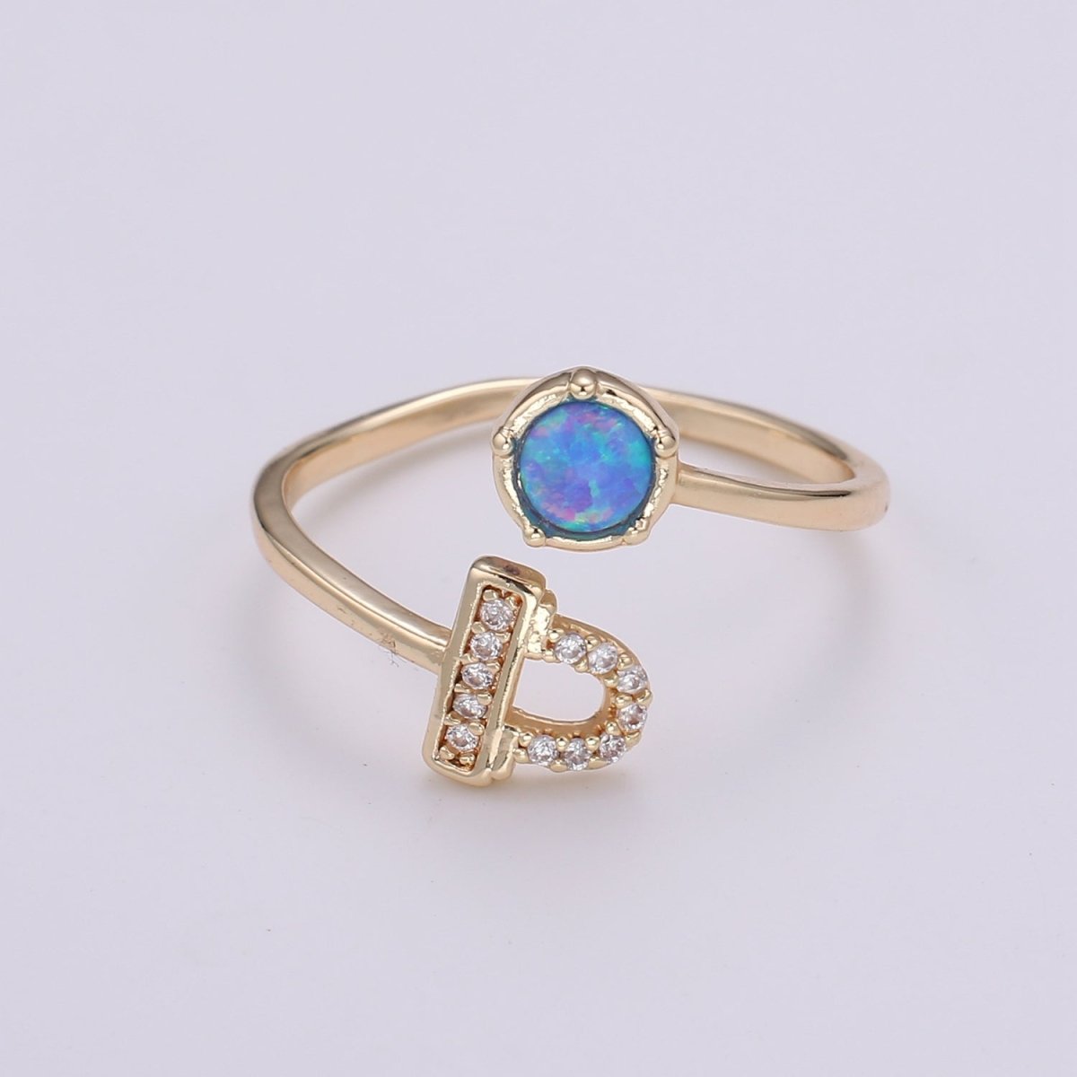 Opal Zodiac Ring Constellation Sign Cubic Zirconia Gold Ring, Astrology Sign Horoscope Ring Birthday Personalized Valentines day Gift - DLUXCA