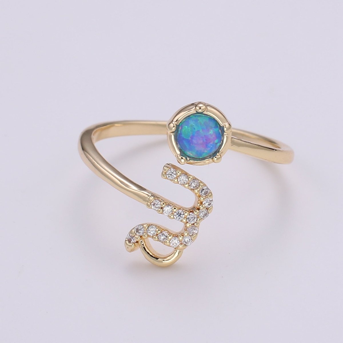 Opal Zodiac Ring Constellation Sign Cubic Zirconia Gold Ring, Astrology Sign Horoscope Ring Birthday Personalized Valentines day Gift - DLUXCA