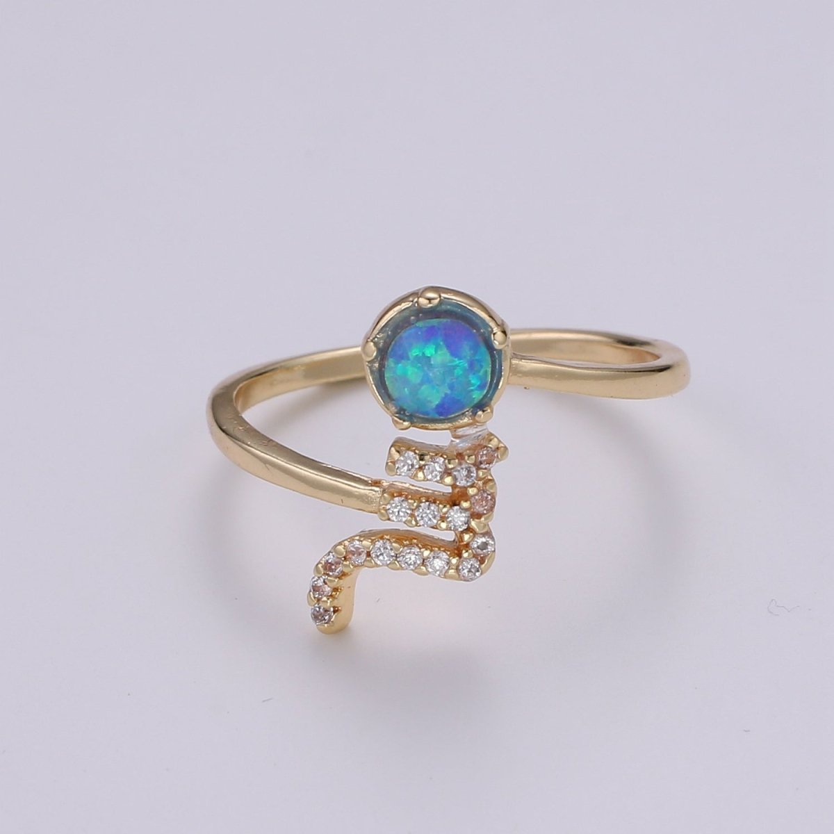 Opal Zodiac Ring Constellation Sign Cubic Zirconia Gold Ring, Astrology Sign Horoscope Ring Birthday Personalized Valentines day Gift - DLUXCA