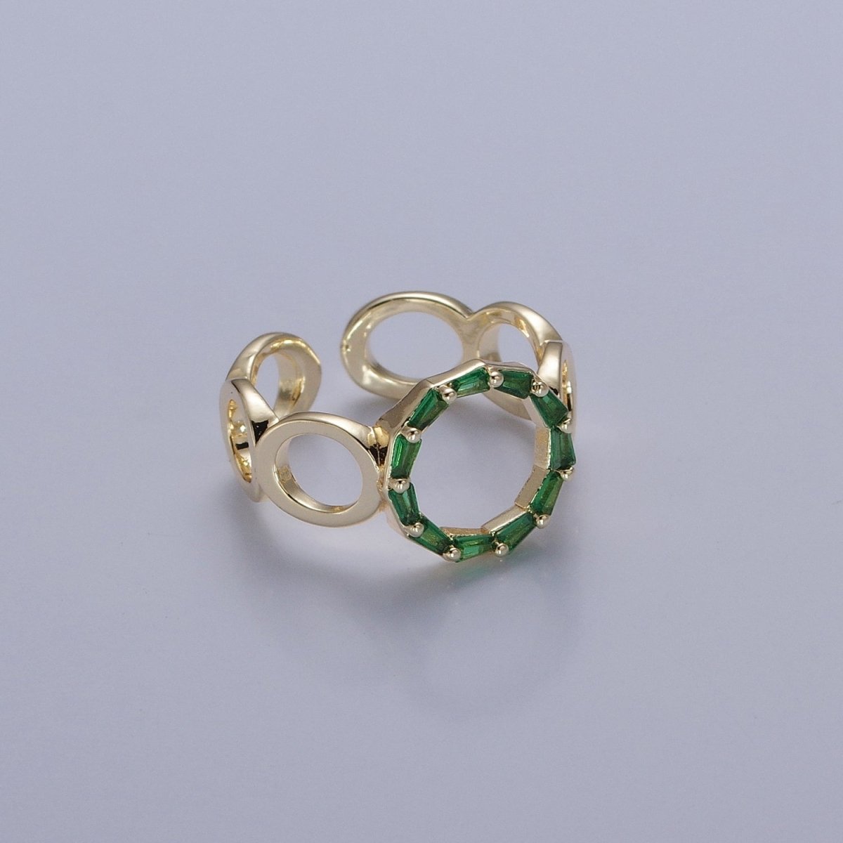 Open Circle Baguette Ring Gold Romantic Circle Ring, Geometric Ring O Ring Minimalist Jewelry O-776 O-777 O-778 - DLUXCA