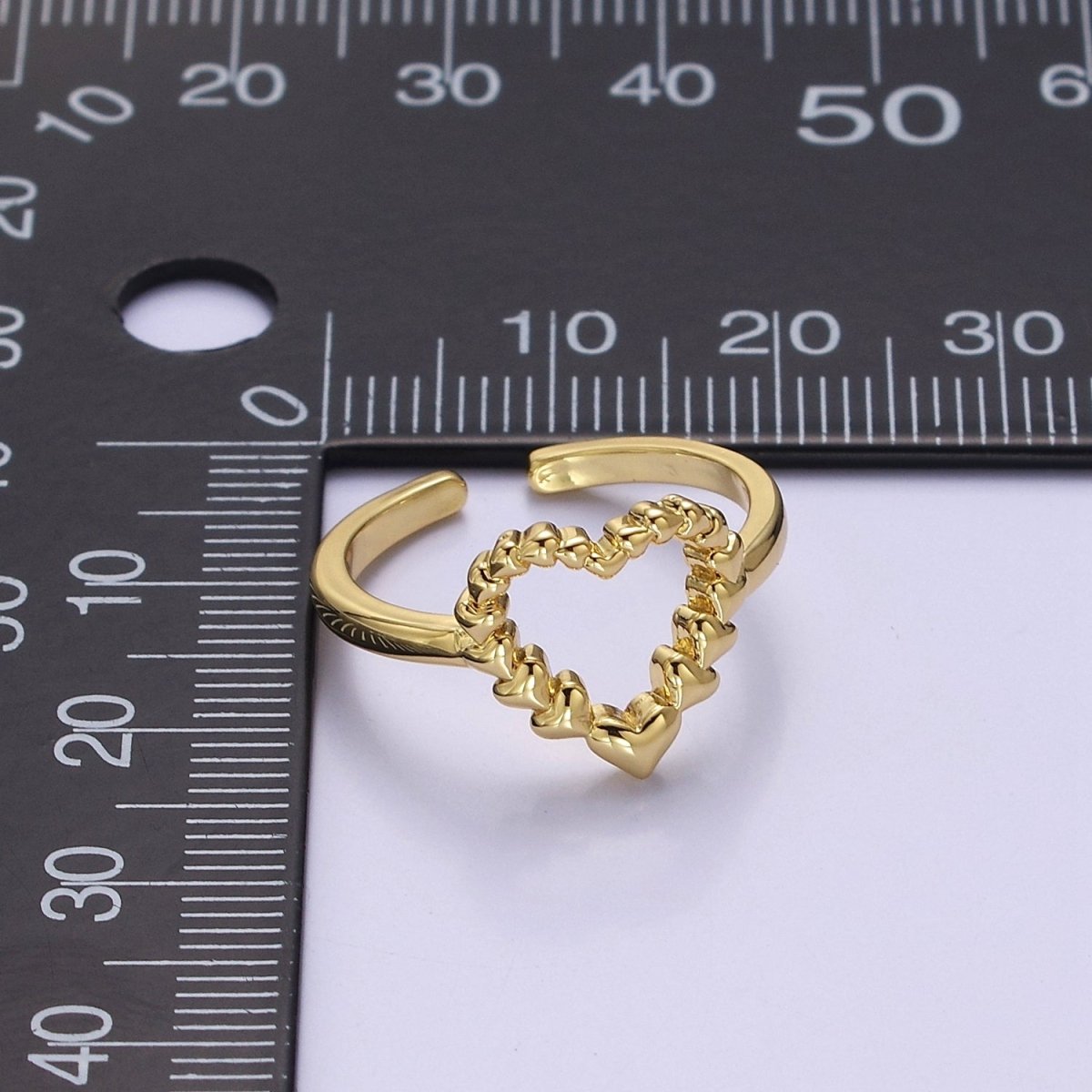 Open Heart Gold Ring Adjustable O-2167 - DLUXCA