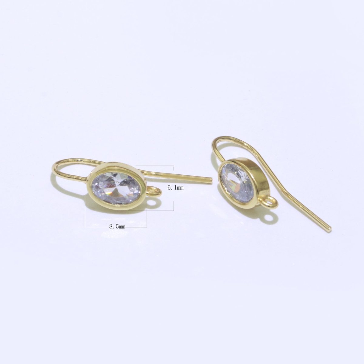 Open Link French Hook Earrings in Gold, Fish Hook Earring Tear Drop CZ Earring Minimalist Jewelry Making Supply L-498 L-499 - DLUXCA