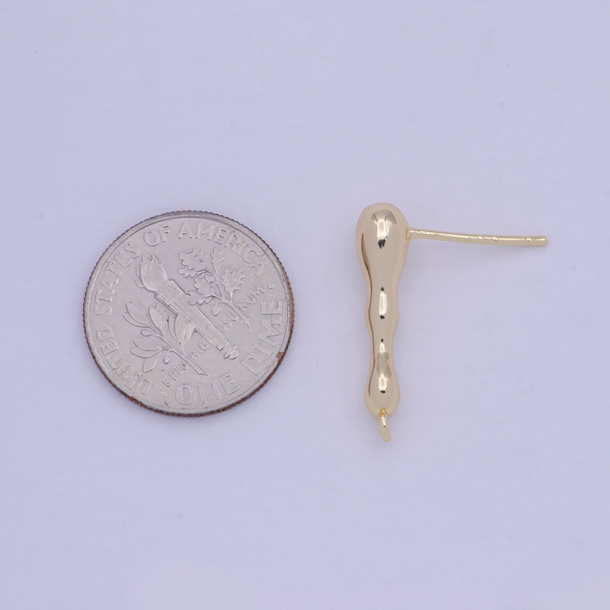 Open Link Stud Earring Gold Bar 20mm drop for Earring Supply L-731 - DLUXCA