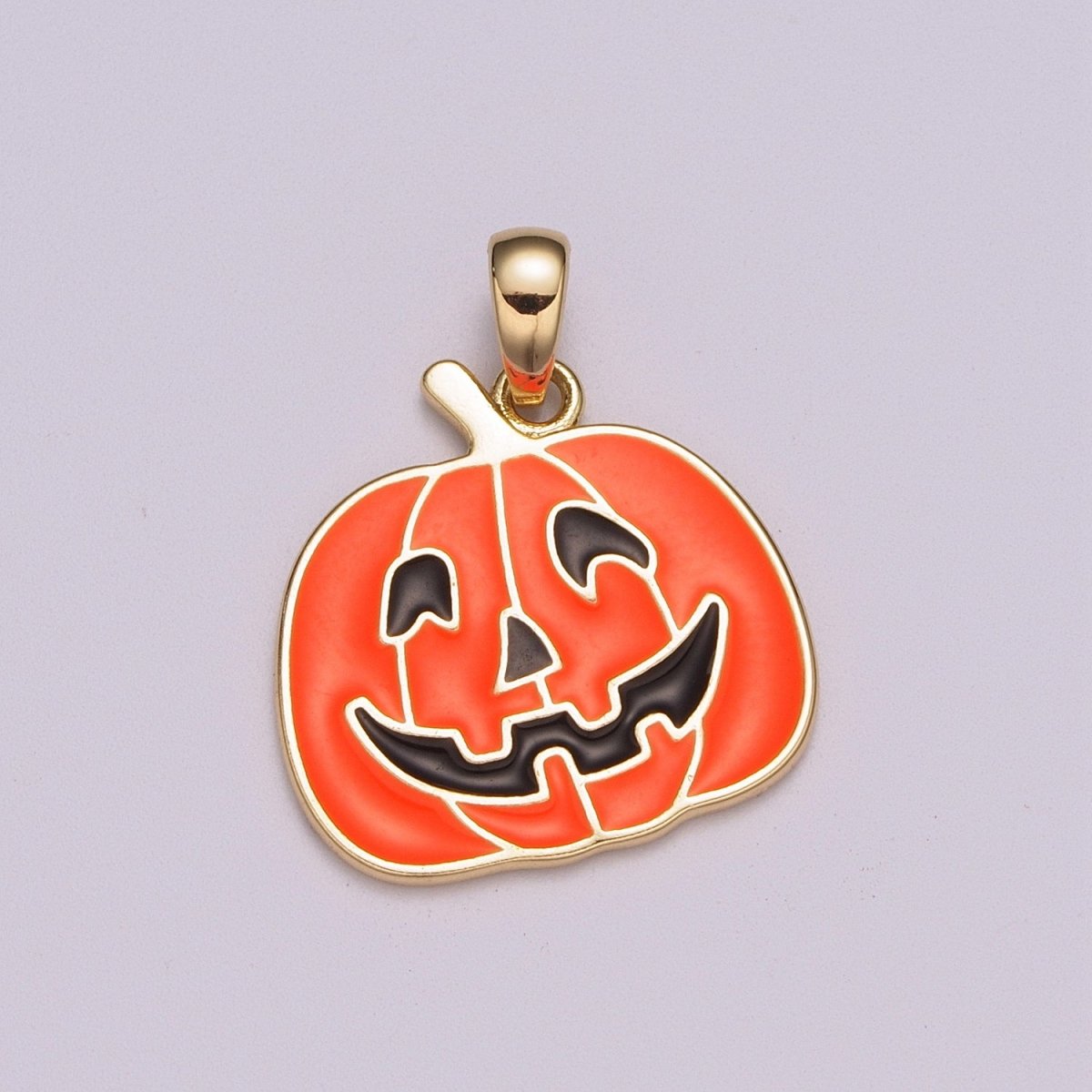 Orange Pumpkin Charm 18K Gold Filled Jack O Lantern Charms Halloween Jewelry Inspired Add on Charm for Necklace Earring Bracelet N-1422 - DLUXCA