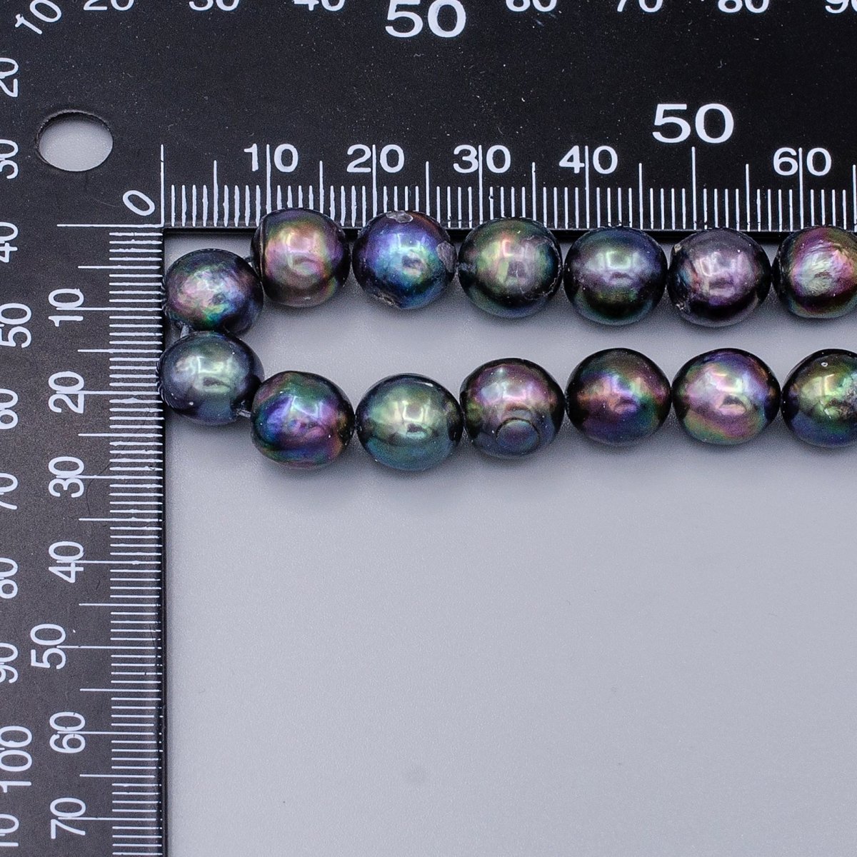 OS 10mm Round Button AAA Natural Rainbow Lipped Mermaid Pearl Strand Jewelry Making | WA-1657 Clearance Pricing - DLUXCA