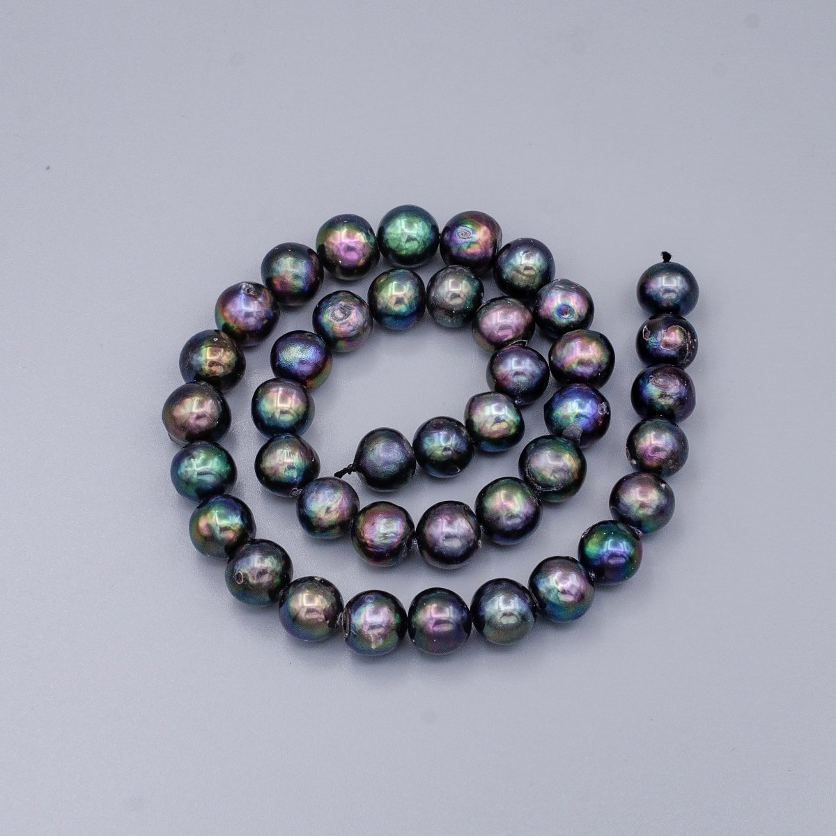 OS 10mm Round Button AAA Natural Rainbow Lipped Mermaid Pearl Strand Jewelry Making | WA-1657 Clearance Pricing - DLUXCA