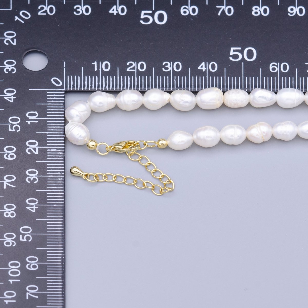 OS 14 Inch White 6.6mm Freshwater Pearl Choker Chain Necklace | WA-1495 Clearance Pricing - DLUXCA