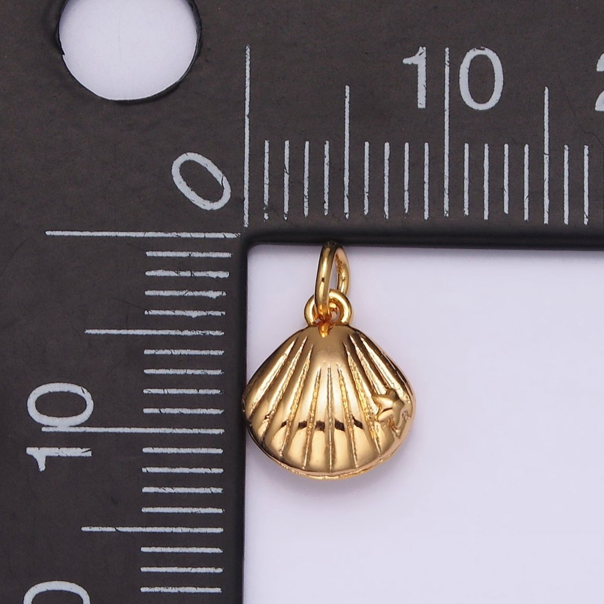 OS 14K, 16K Gold Filled 8mm Sea Shell Line-Textured Add-On Charm | W482 AG012 - DLUXCA