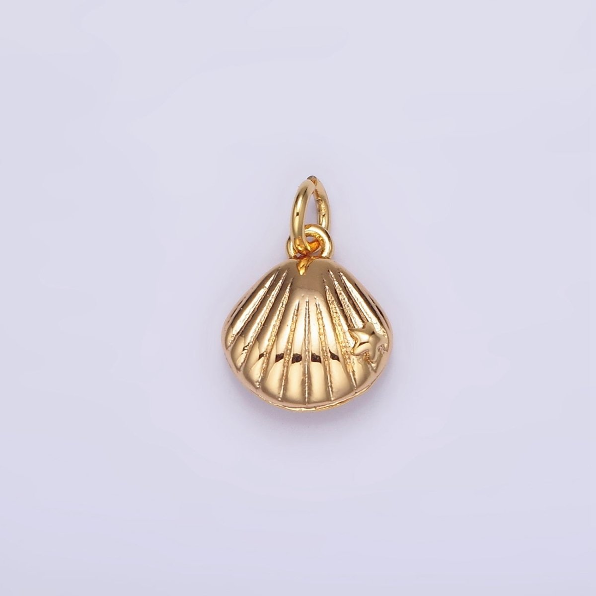 OS 14K, 16K Gold Filled 8mm Sea Shell Line-Textured Add-On Charm | W482 AG012 - DLUXCA