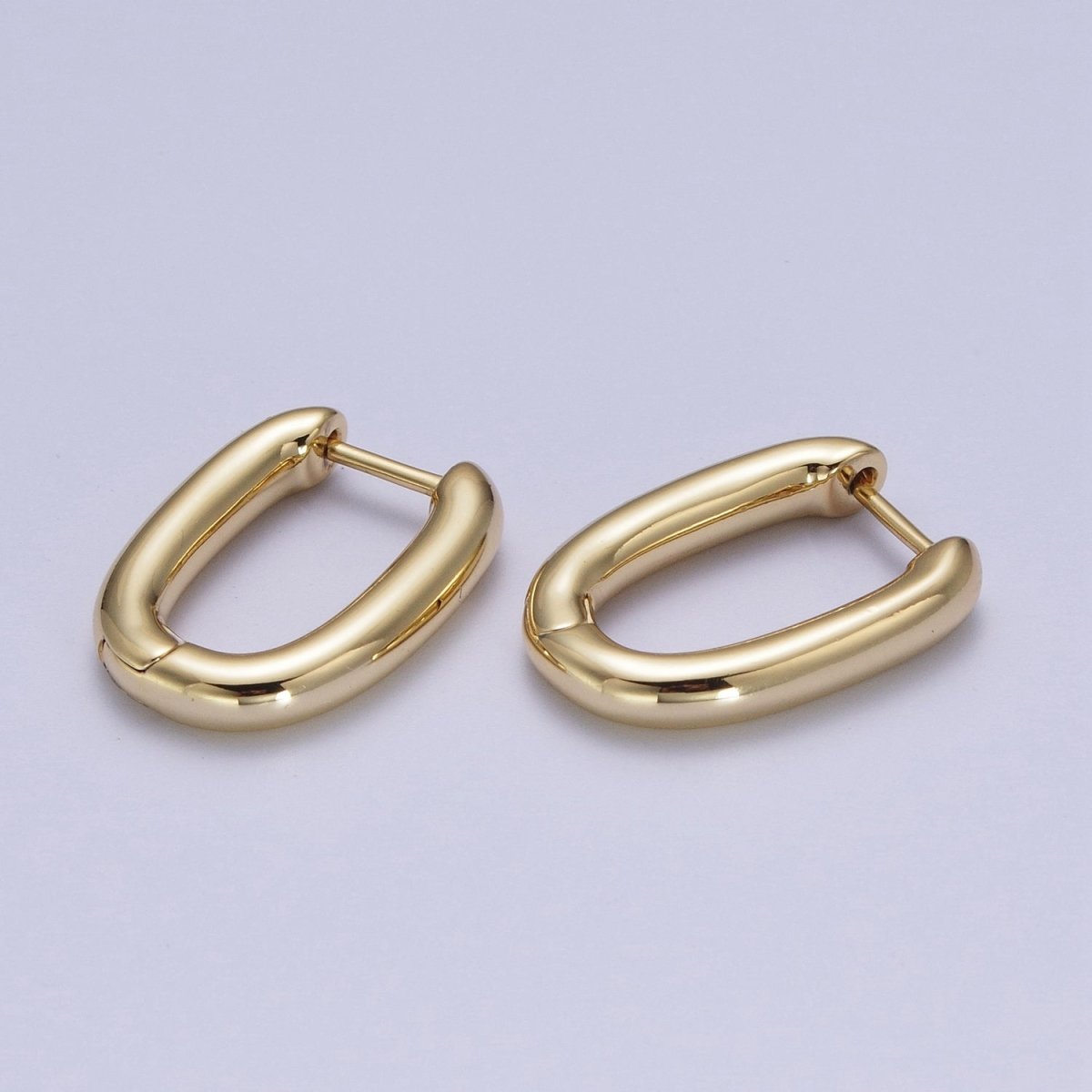 OS 14K, 18K Gold Filled Oblong Chubby Oval Hypoallergenic Hoop Earrings | Y-010 AB-255 - DLUXCA