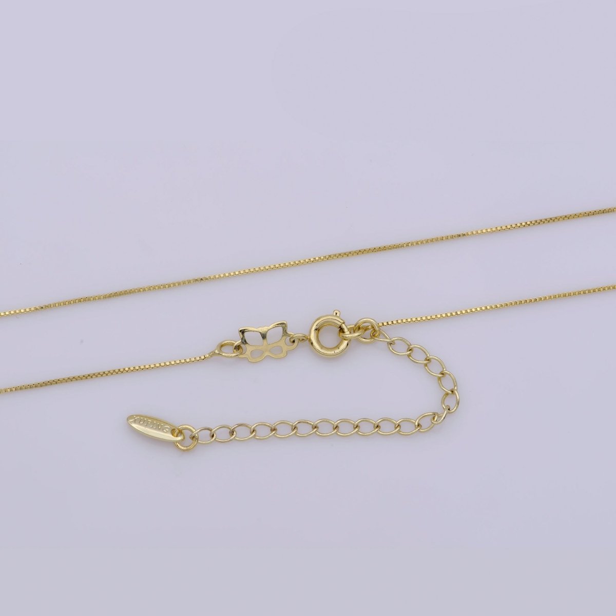 OS 14K Gold Filled 0.5mm Dainty Box 16 Inch Choker Chain Necklace w. Extender | WA-283 - DLUXCA