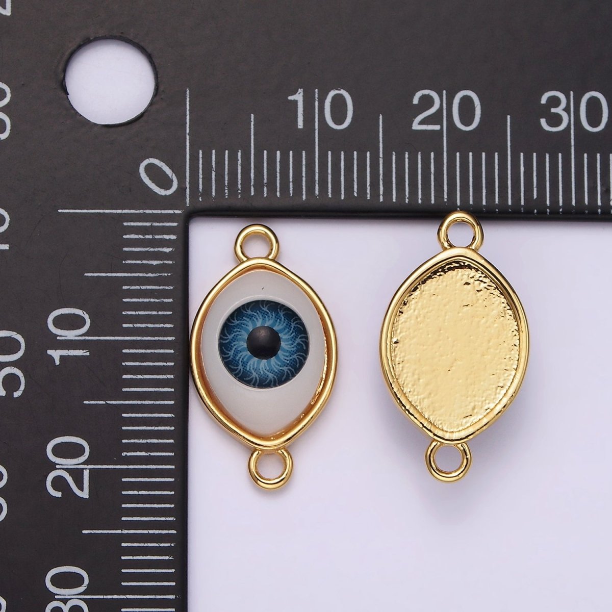 OS 14K Gold Filled 10mm Blue Evil Eye Bezel Connector | G253 - DLUXCA