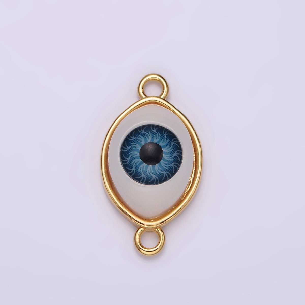 OS 14K Gold Filled 10mm Blue Evil Eye Bezel Connector | G253 - DLUXCA