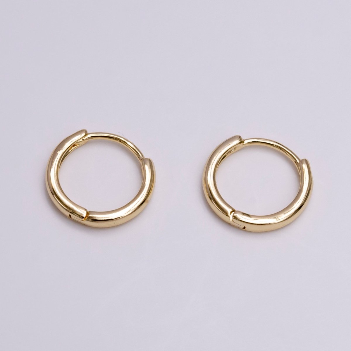 OS 14K Gold Filled 13mm Minimalist Round Huggie Hoop Earrings | AD1056 - DLUXCA