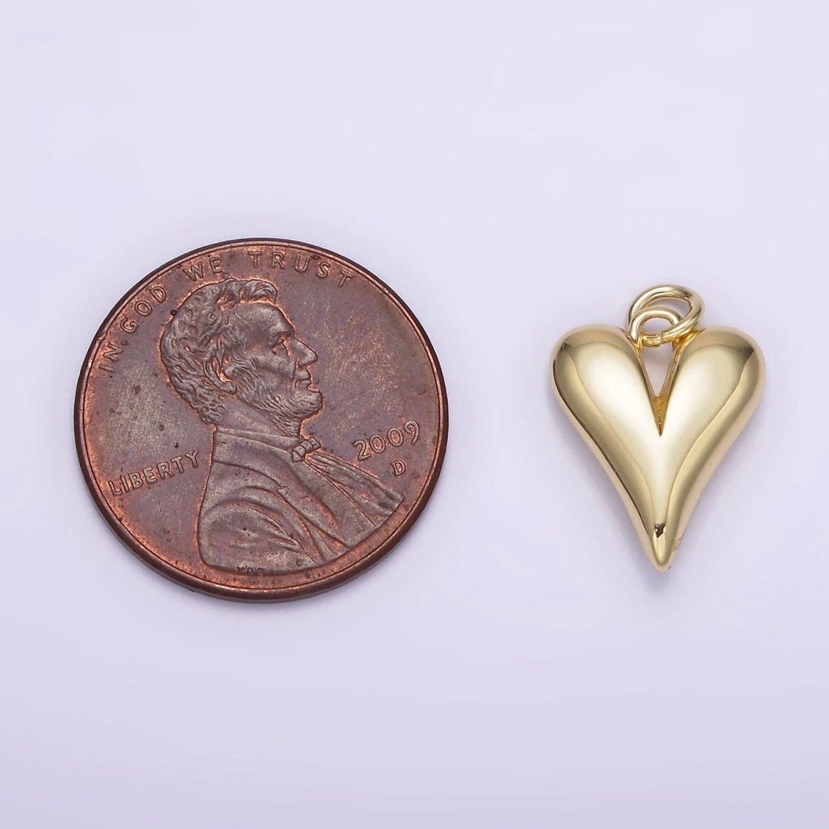 OS 14K Gold Filled 16mm Long Puffed Minimalist Heart Charm | AG196 - DLUXCA