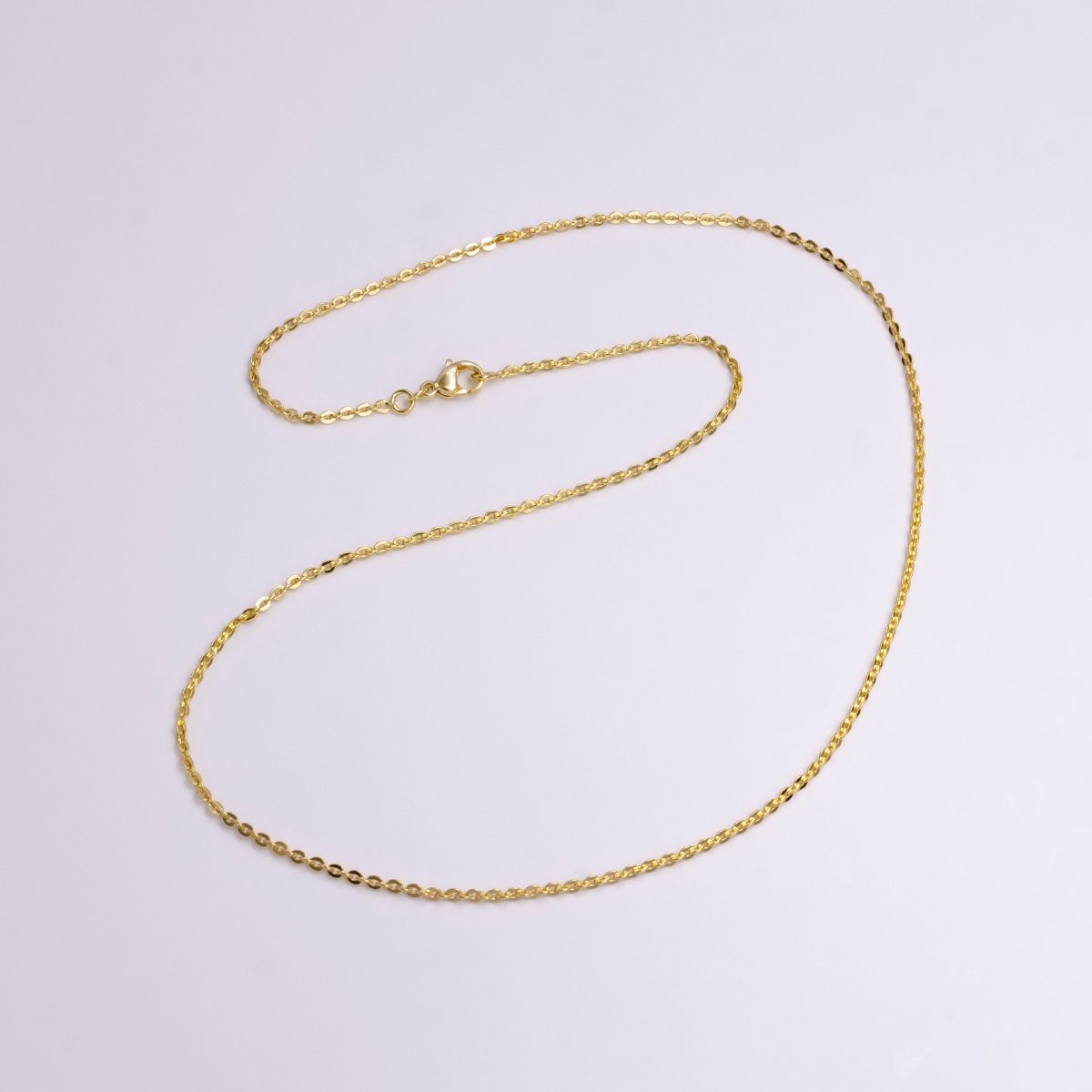 OS 14K Gold Filled 1.7mm Rolo Cable 17.5 Inch Layering Chain Necklace | WA-1904 - DLUXCA