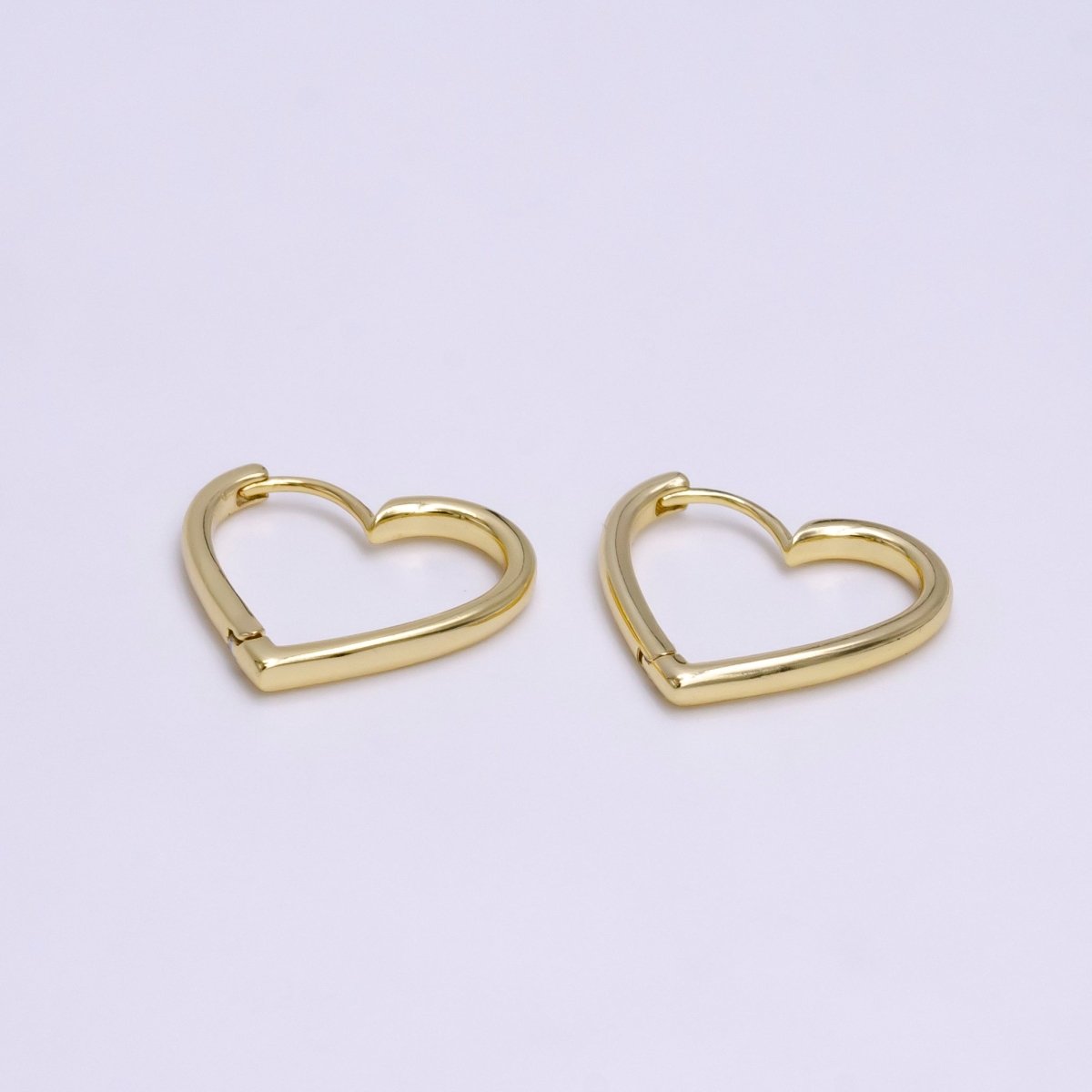 OS 14K Gold Filled 20mm Minimalist Heart Huggie Hoop Earrings | AE784 - DLUXCA