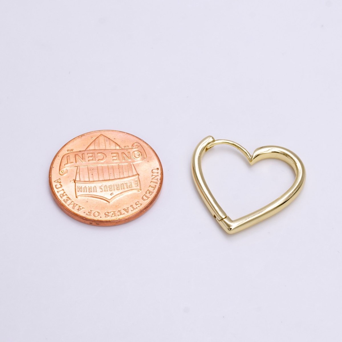 OS 14K Gold Filled 20mm Minimalist Heart Huggie Hoop Earrings | AE784 - DLUXCA