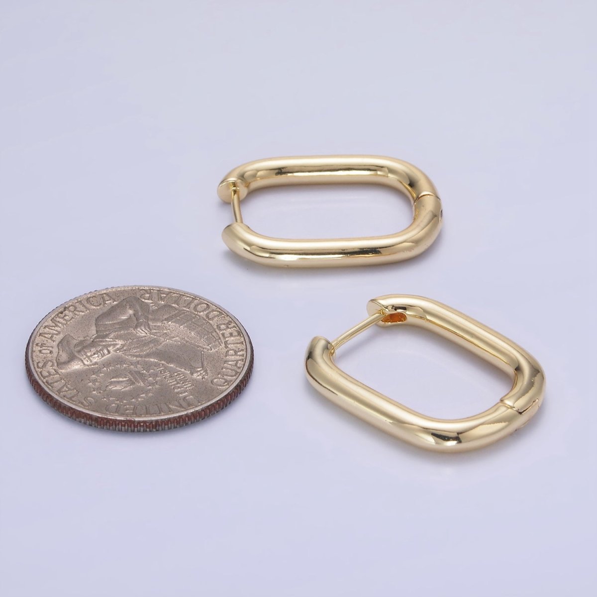 OS 14K Gold Filled 25mm Minimalist Oblong Hoop Earrings | AE520 - DLUXCA