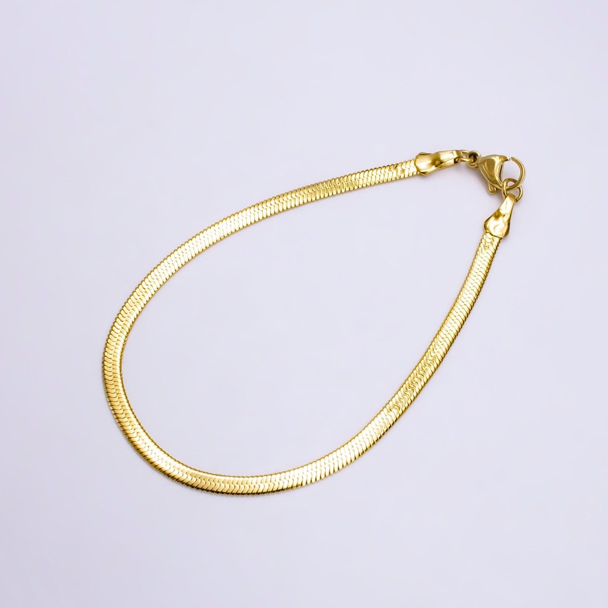 OS 14K Gold Filled 3mm Herringbone Minimalist 6.7" Chain Bracelet | WA-2229 - DLUXCA