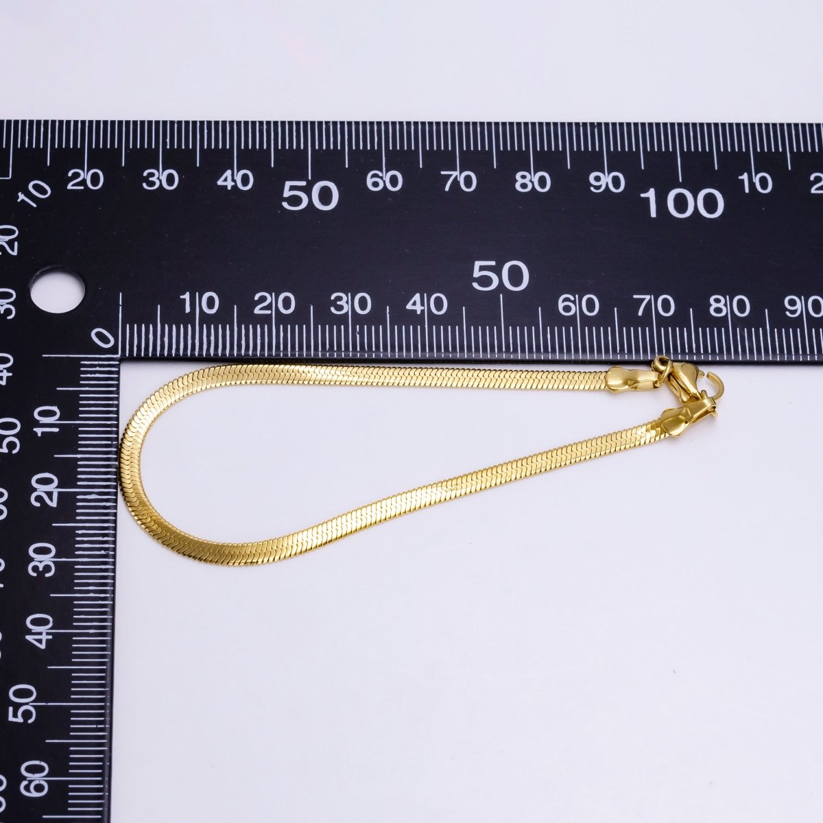 OS 14K Gold Filled 3mm Herringbone Minimalist 6.7" Chain Bracelet | WA-2229 - DLUXCA