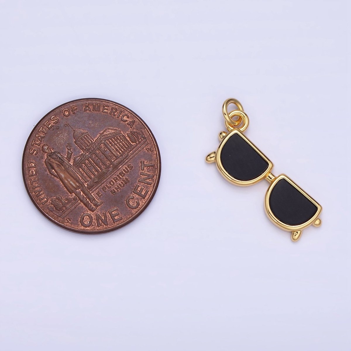 OS 14K Gold Filled Black Sunglasses Shades Spectacle Add-On Charm | AG635 - DLUXCA