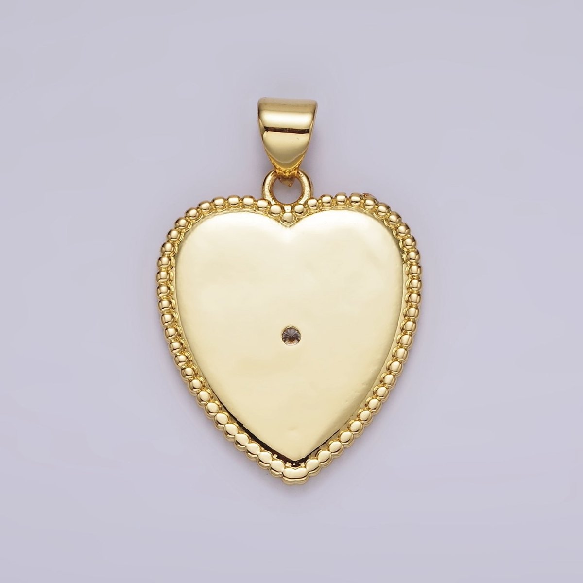 OS 14K Gold Filled Clear CZ Sunburst Heart Dotted Pendant | AA1097 - DLUXCA