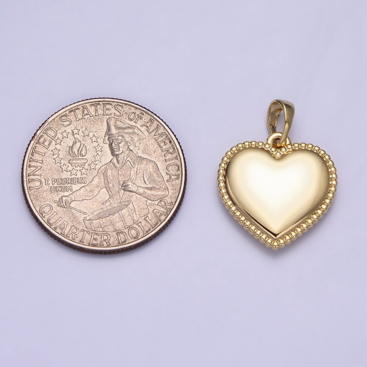 OS 14K Gold Filled Heart Valentine Minimalist Beaded Pendant | AA047 - DLUXCA