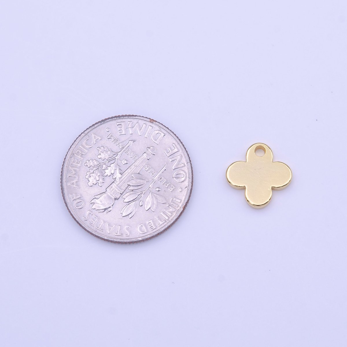 OS 14K Gold Plated 9mm Mini Quatrefoil Clover Minimalist Charm | C555 - DLUXCA