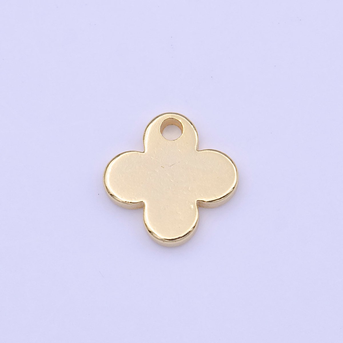 OS 14K Gold Plated 9mm Mini Quatrefoil Clover Minimalist Charm | C555 - DLUXCA