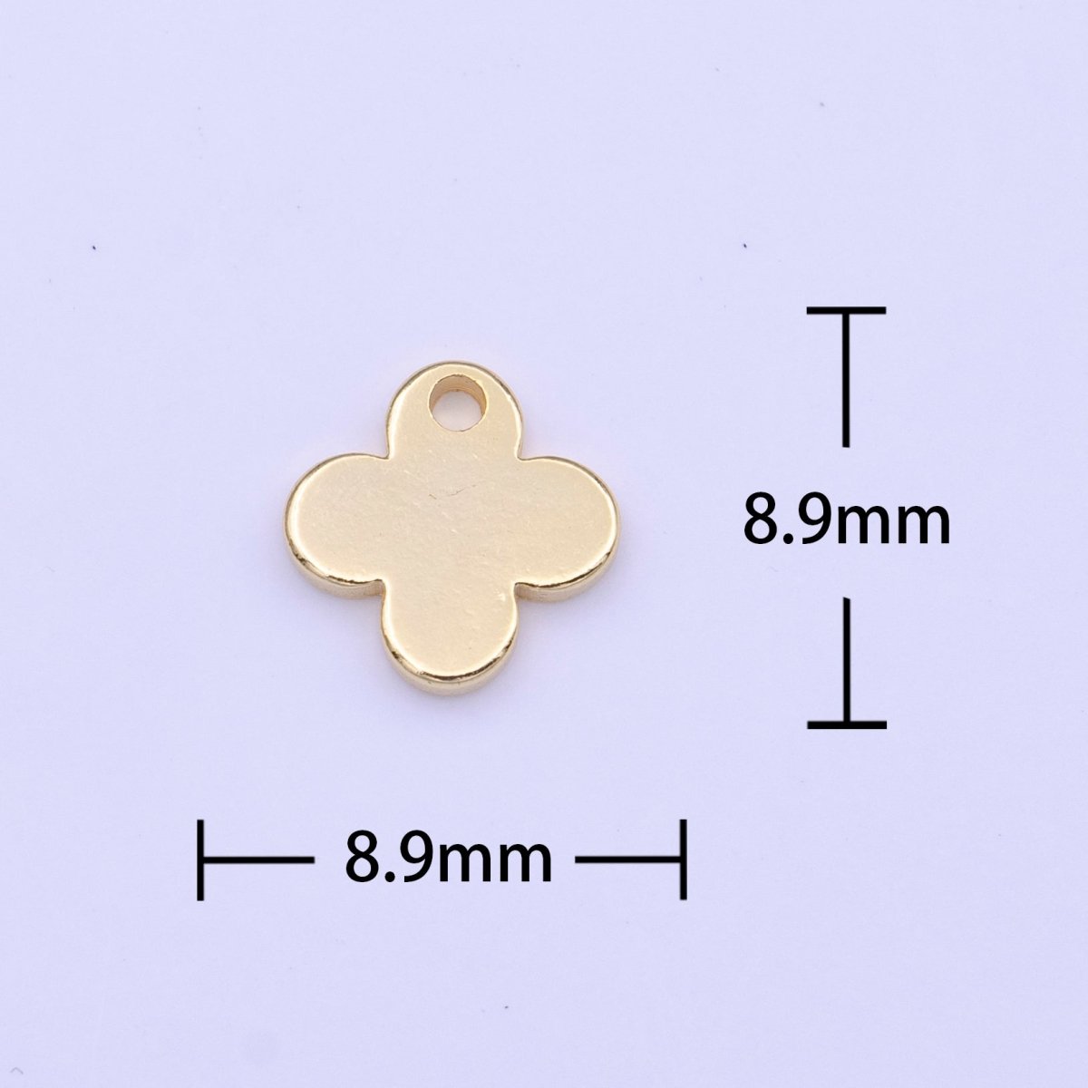 OS 14K Gold Plated 9mm Mini Quatrefoil Clover Minimalist Charm | C555 - DLUXCA