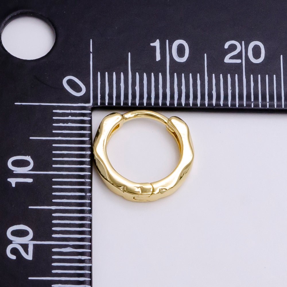 OS 16K Gold Filled 13mm Geometric Wavy Huggie Earrings | AE766 - DLUXCA