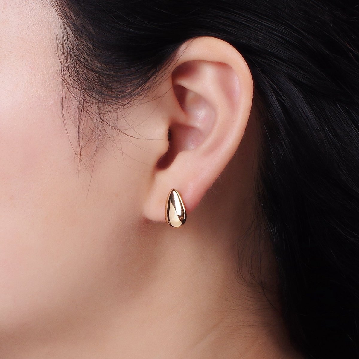 OS 16K Gold Filled 13mm Teardrop Minimalist Stud Earrings | AE894 - DLUXCA