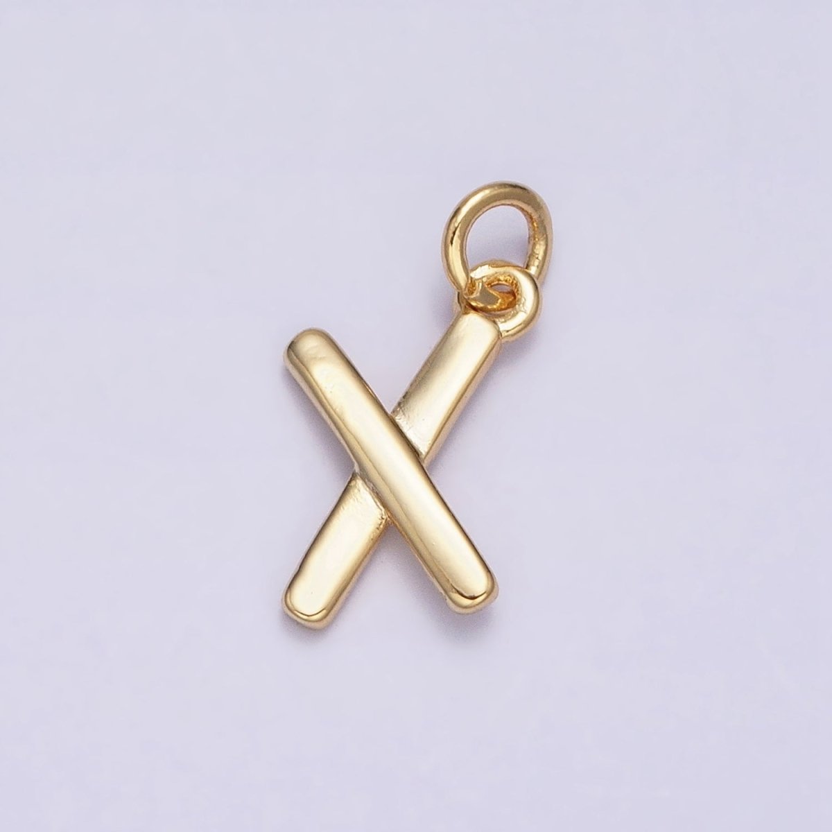 OS 16K Gold Filled Mini "X" Initial Crossed Stick Geometric Minimalist Add-On Charm | AC1151 - DLUXCA